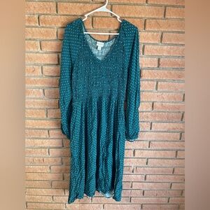 Ava & Viv Deep Teal Long Sleeve Dress